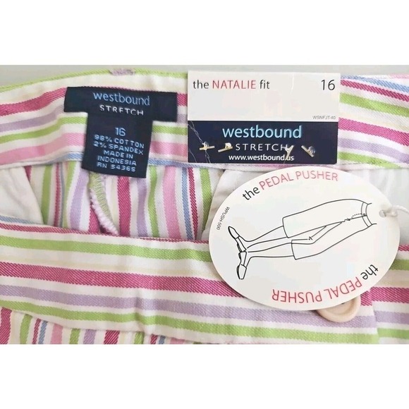 Westbound ~Woman Size 16~ Multicolor Striped Natalie Fit Straight Leg Capri Pant - Picture 4 of 9